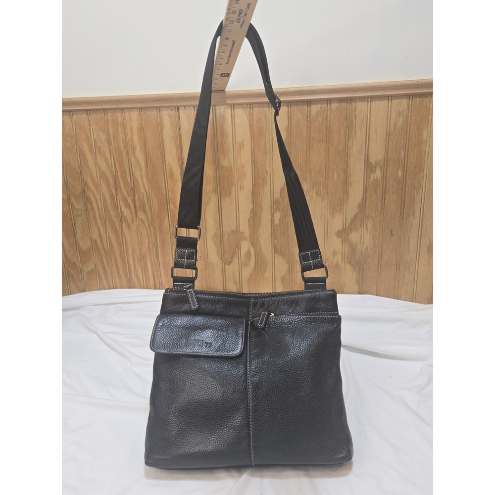Roots 73 Women's Black Nylon & Faux Leather With Front Zipper Pocket Tote Bag